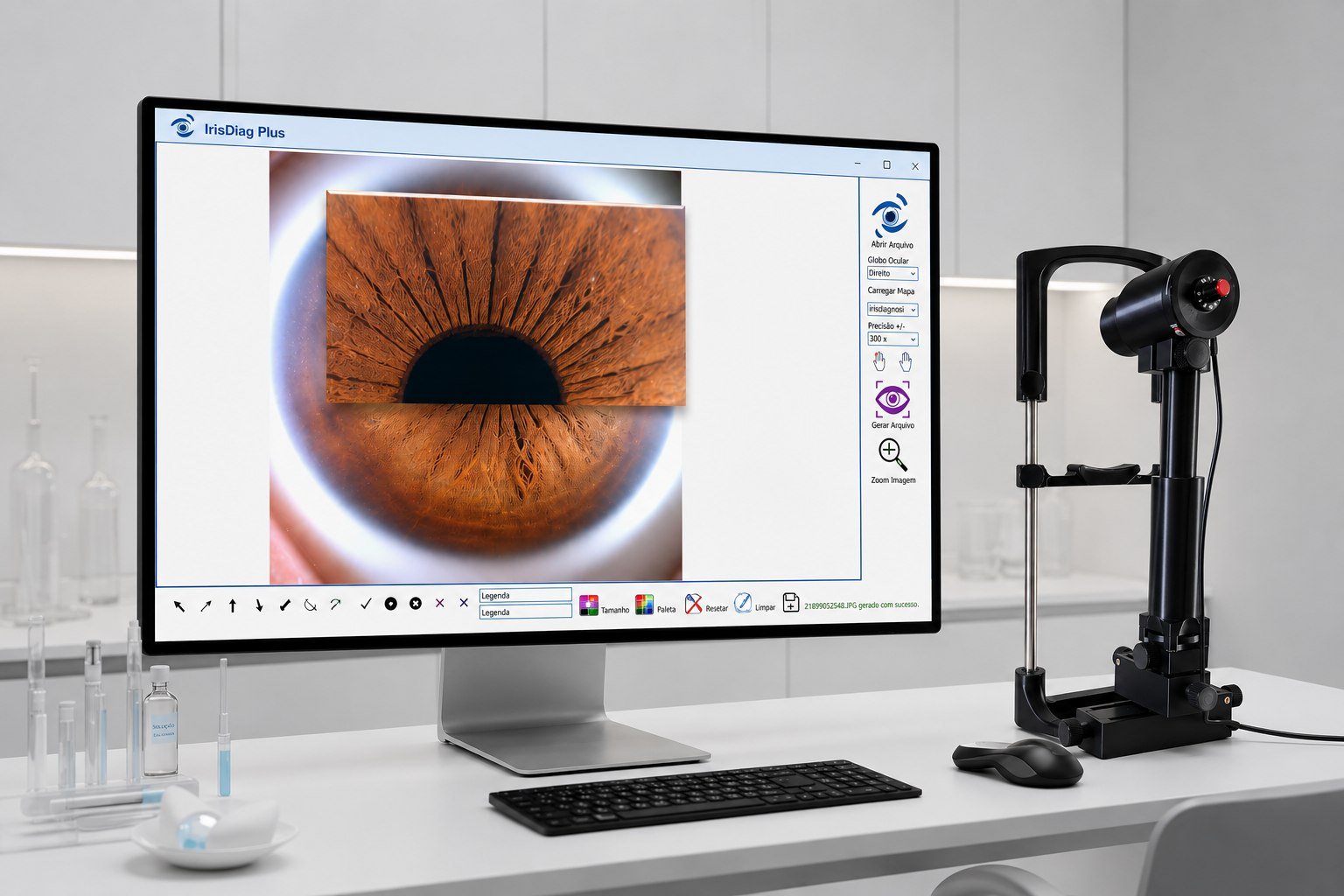 Integração entre Iridoscópio IRISMACRO 4K e software IrisDiag